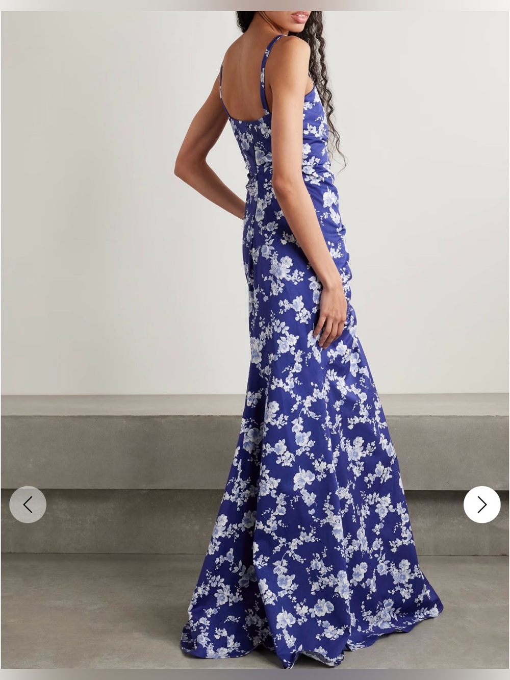 NWT Authentic Carolina Herrera Floral Print Ruched Faille Gown Size 12 - Picture 3 of 12